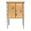 Gold-Leaf Lombardia Bamboo Nightstand with Butterflies