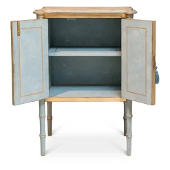 Gold-Leaf Lombardia Bamboo Nightstand with Butterflies