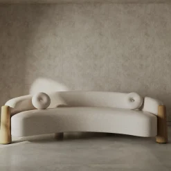 Golfo White Curved Sofa