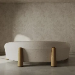 Golfo White Curved Sofa