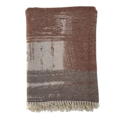 Graffiti Fringed Brown & Beige Blanket