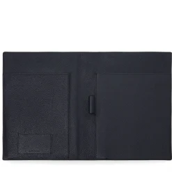 Grained Leather Card Holder Blue