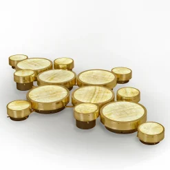 Gran Costellazione Gemini Marble & Brass Onyx Flush Mount Chandelier