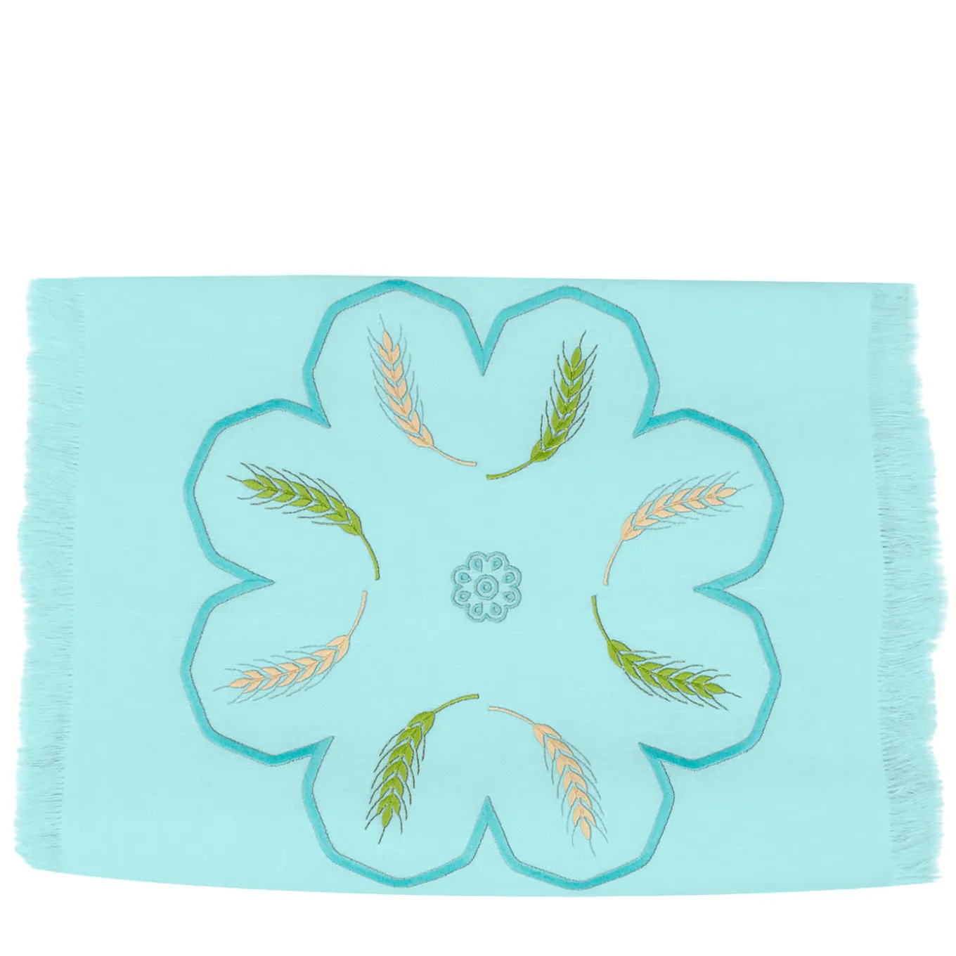 Grano Multicolor Fringed Turquoise Runner