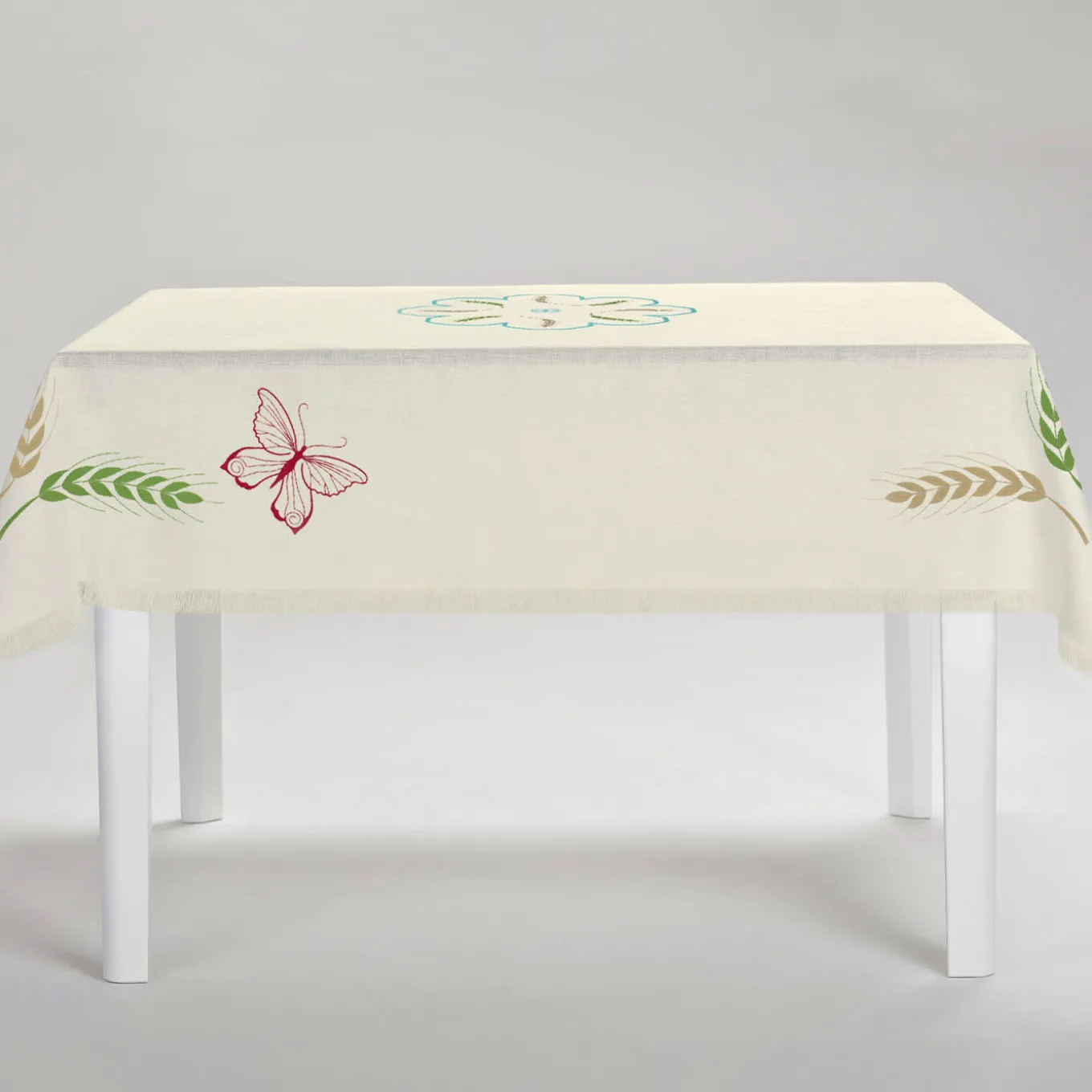 Grano Multicolor Rectangular Ivory Tablecloth