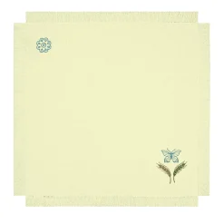 Grano Multicolor Set of 6 Fringed Embroidered Yellow Napkins