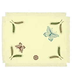 Grano Set of 2 Embroidered Fringed Yellow Table Mats