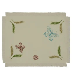Grano Set of 2 Embroidered Fringed Taupe Table Mats