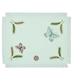 Grano Set of 2 Embroidered Fringed Pastel-Green Table Mats