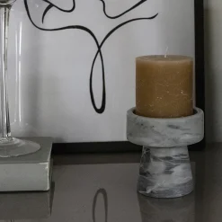 Gray Bardiglio Marble Candle Holder