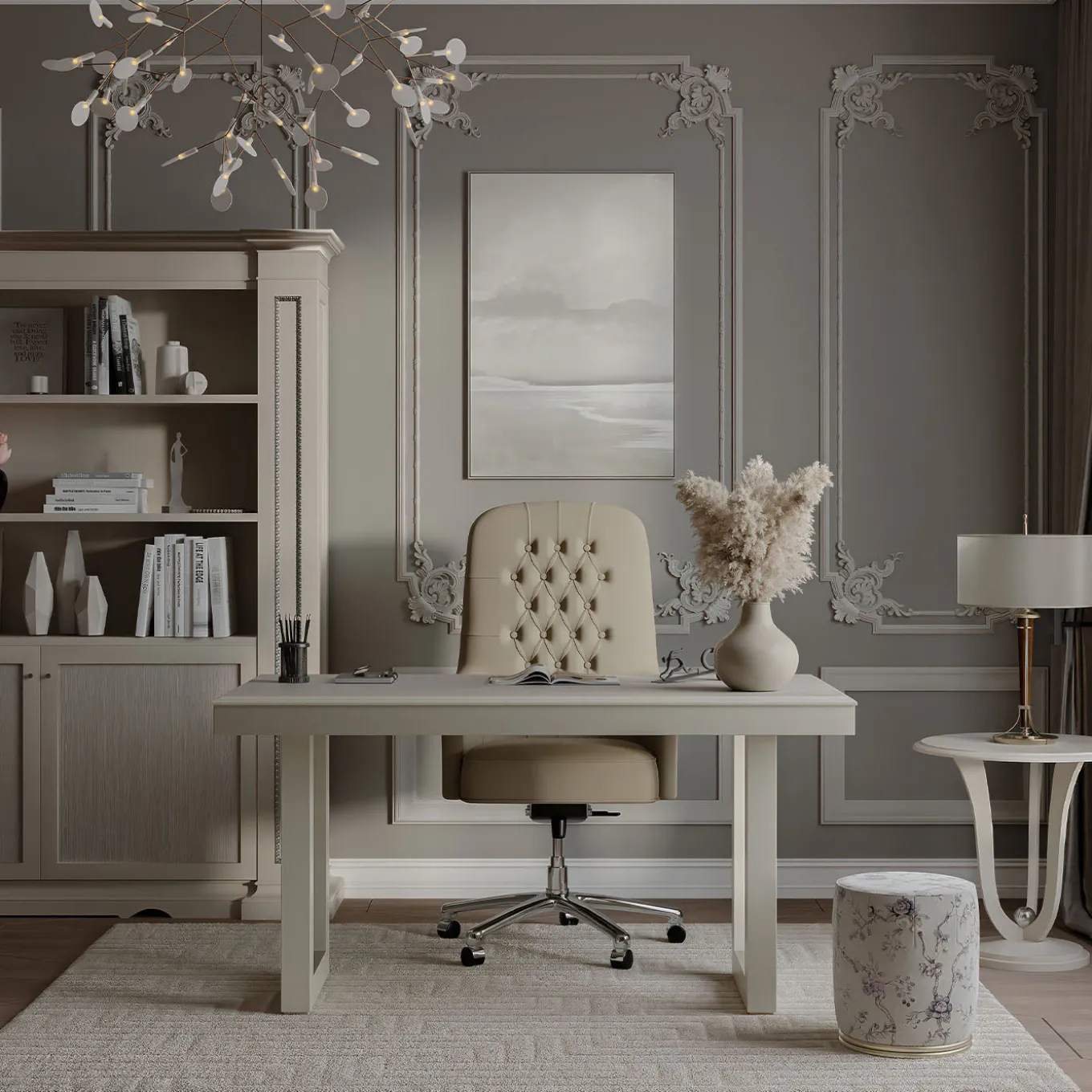 Gray capitonné Swivel Office chair from Studio Privè Collection