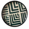 Green and White Striped Round Tray