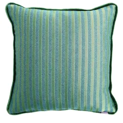 Green Carrè Cushion in striped jacquard fabric