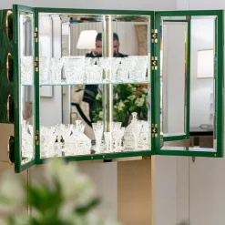 GREEN FRENCH STRAW BAR CABINET