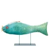 Green Joyful Fish Velvet Sculpture