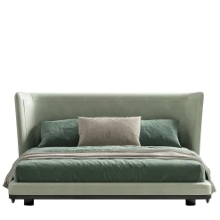 Green leather bed