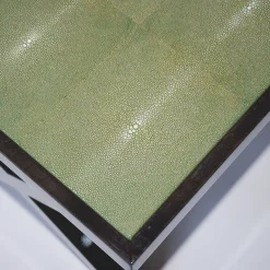 Green Shagreen Leather Side Table