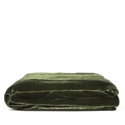 Green Velvet & Linen Blanket