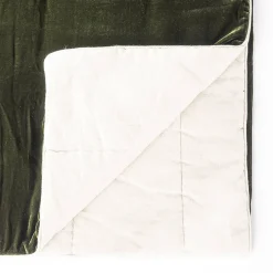 Green Velvet & Linen Blanket