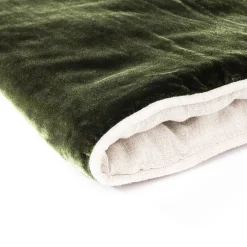 Green Velvet & Linen Blanket