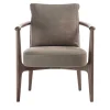 Greta Canaletto Walnut & Gray Leather Lounge Chair With Arms