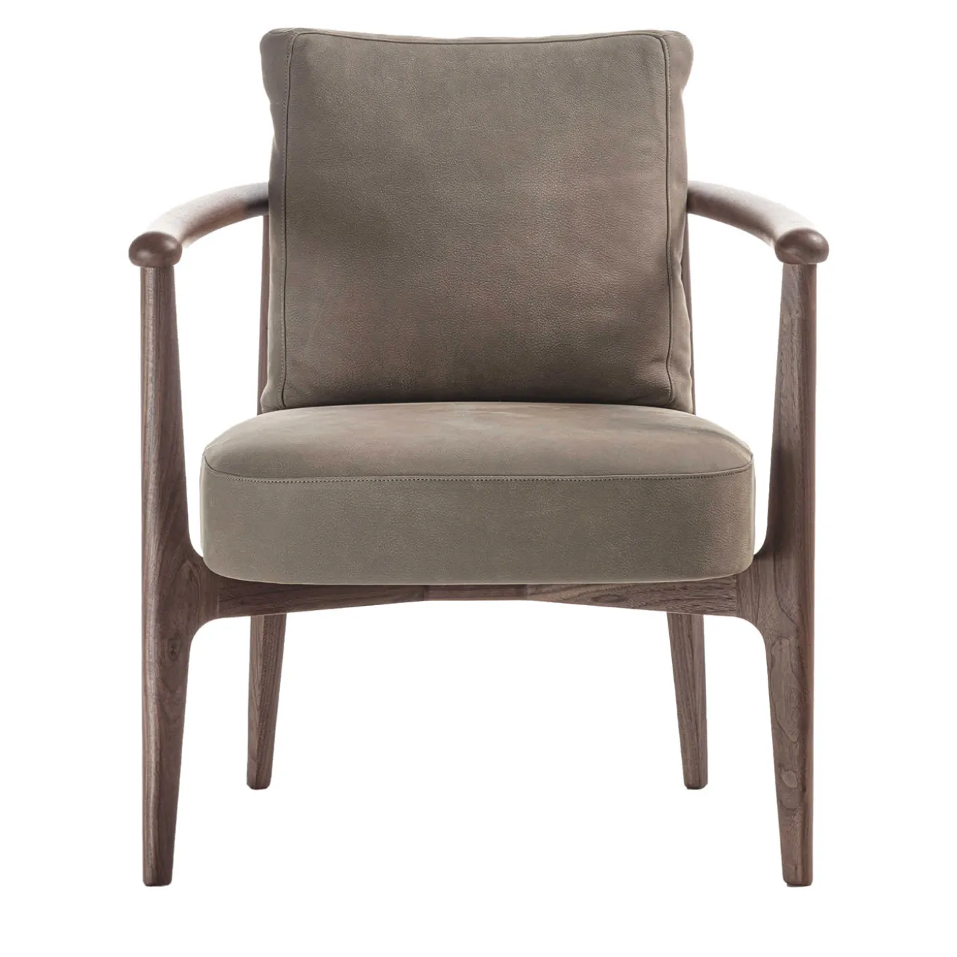 Greta Canaletto Walnut & Gray Leather Lounge Chair With Arms