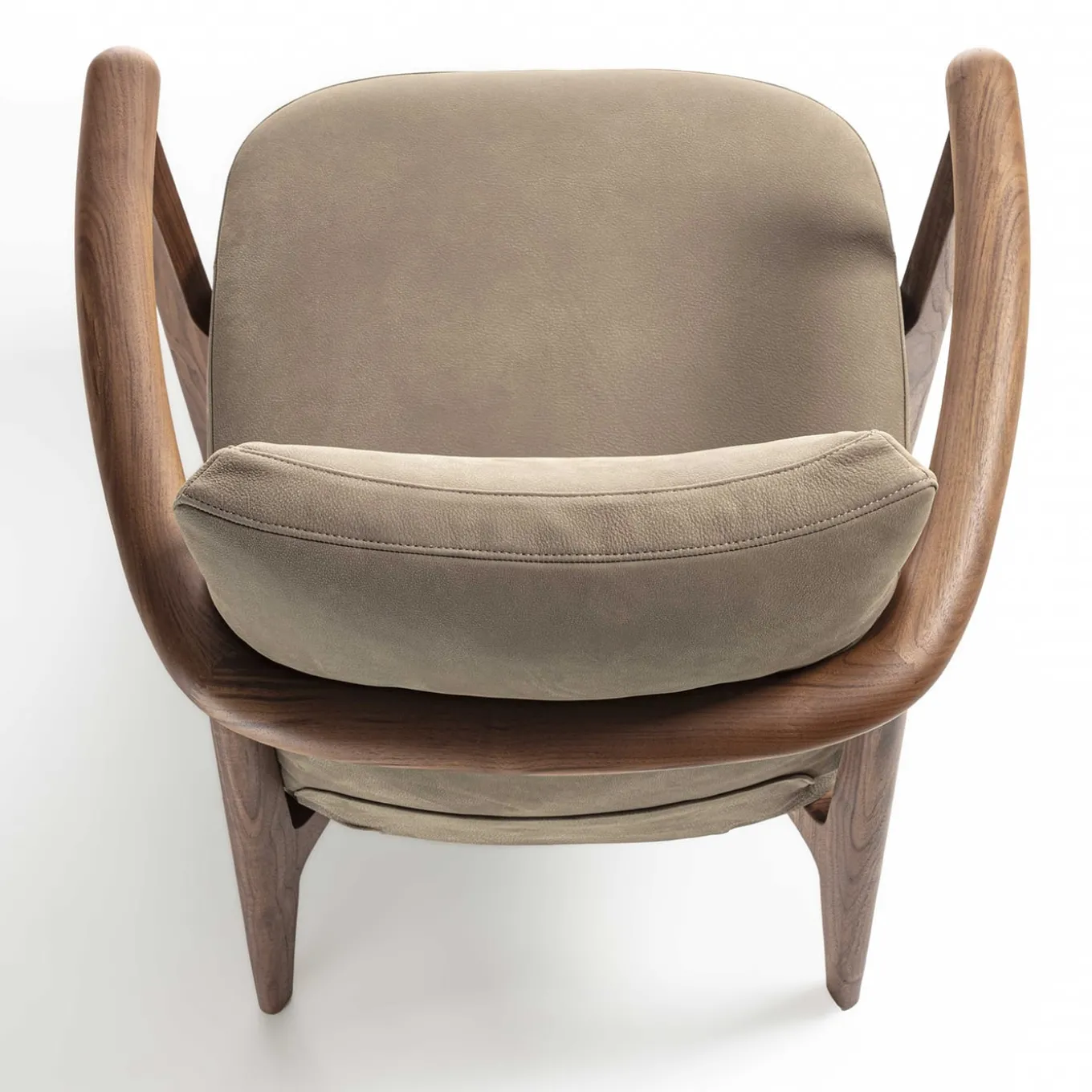 Greta Canaletto Walnut & Gray Leather Lounge Chair With Arms