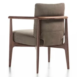 Greta Canaletto Walnut & Gray Leather Lounge Chair With Arms