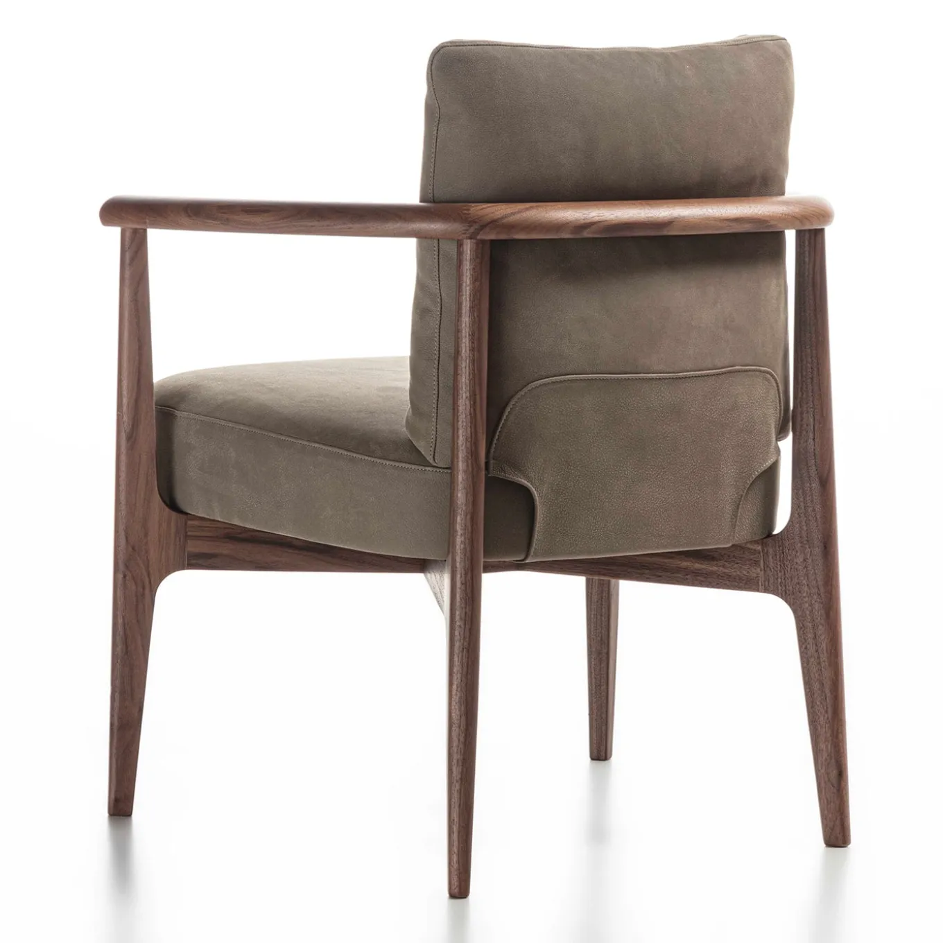 Greta Canaletto Walnut & Gray Leather Lounge Chair With Arms
