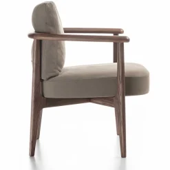 Greta Canaletto Walnut & Gray Leather Lounge Chair With Arms