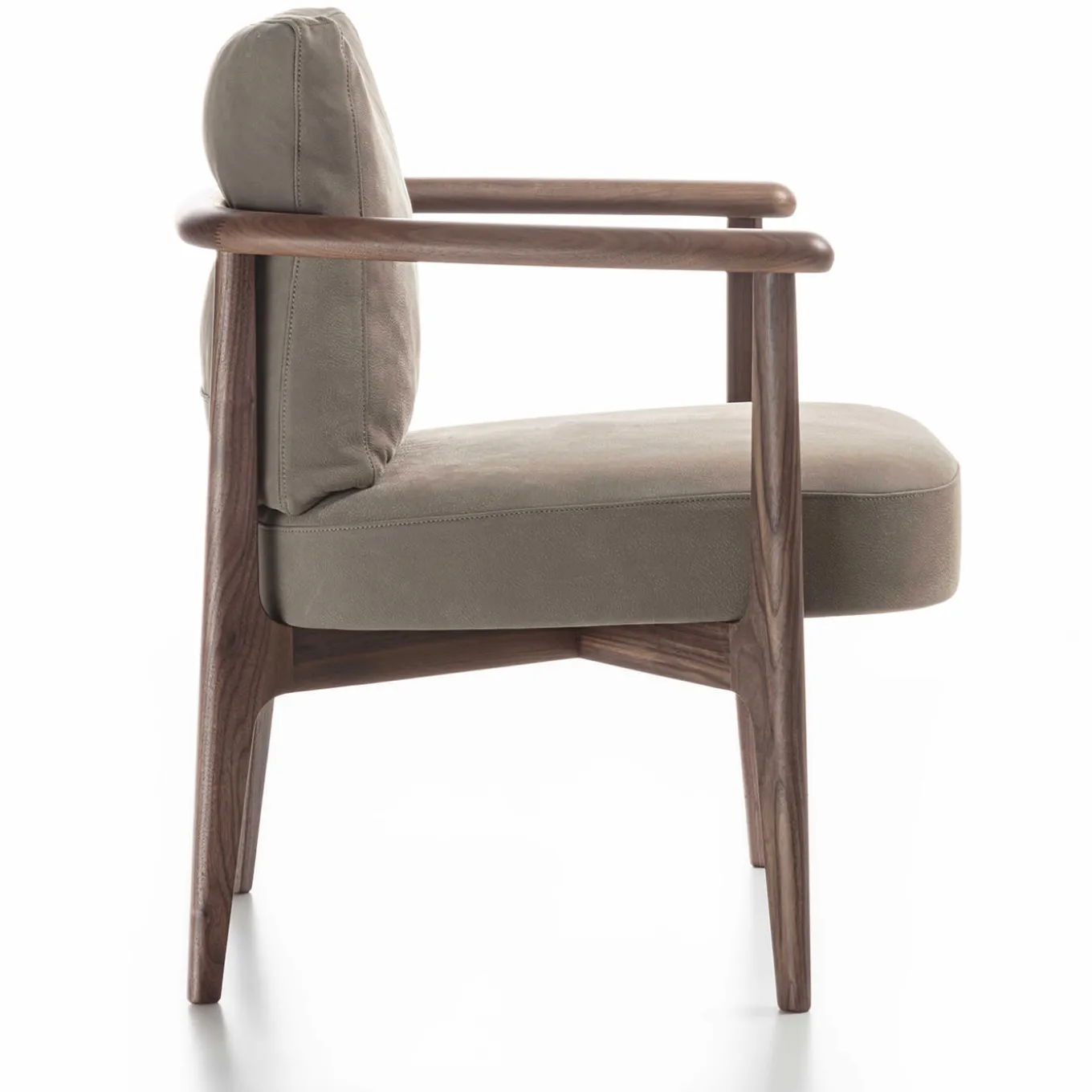 Greta Canaletto Walnut & Gray Leather Lounge Chair With Arms