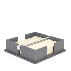 Grey Leather With Intrecciato Finish Napkin Holder