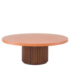 Grissini Round Wood Outdoor Coffee Table with orange top