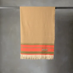 Grottesco Fringed Striped Polychrome Silk & Wool Blanket #2