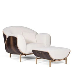 Haima' White Bouclé Pouf