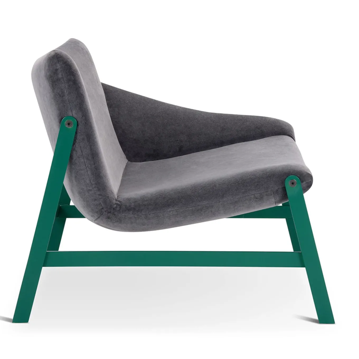 Hammock Dark-Gray Velvet & Green Lounge Chair by Debonademeo Studio