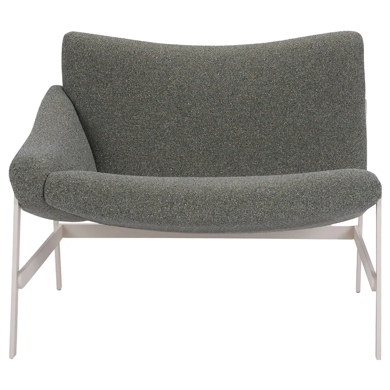 Hammock Gray & White Bouclé Lounge Chair with Armrest by Debonademeo