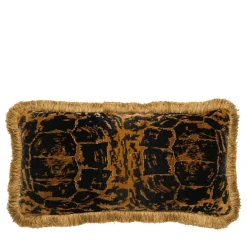 Handmade Turtle Velvet Cushion with Marabou Trim