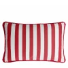 Happy Striped White and Red Outdoor Pillow
