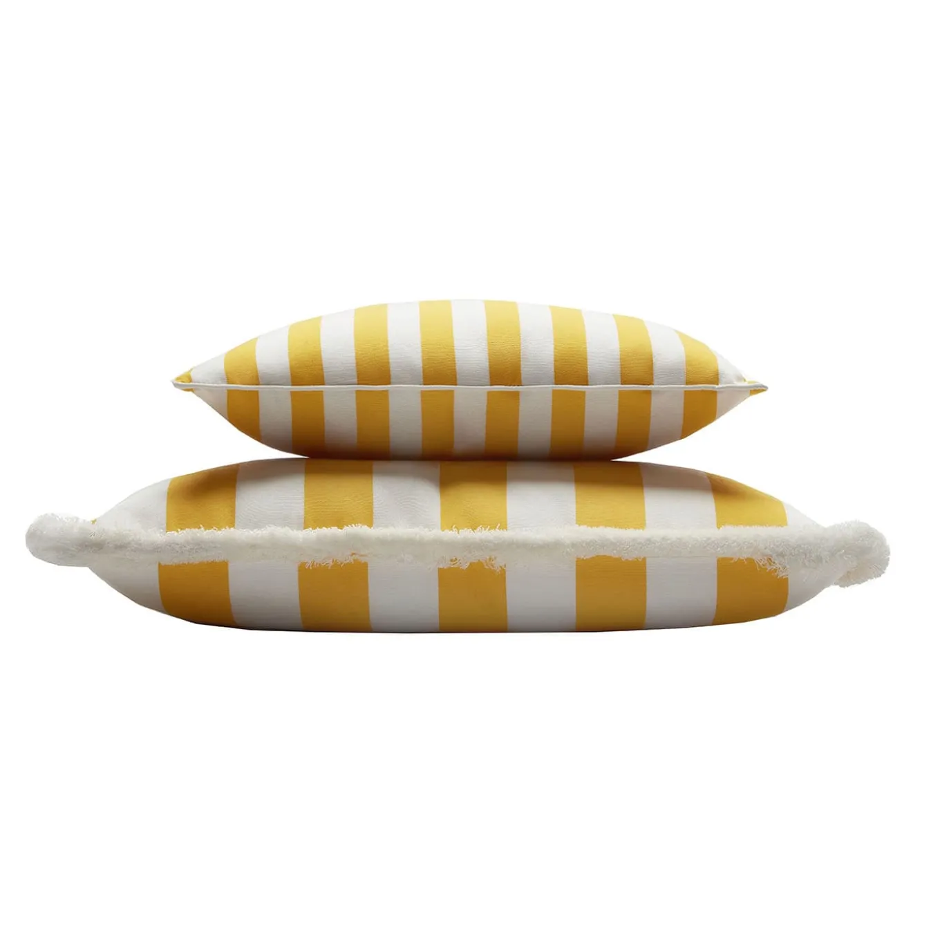 Happy Striped White and Yellow Outdoor Pillow