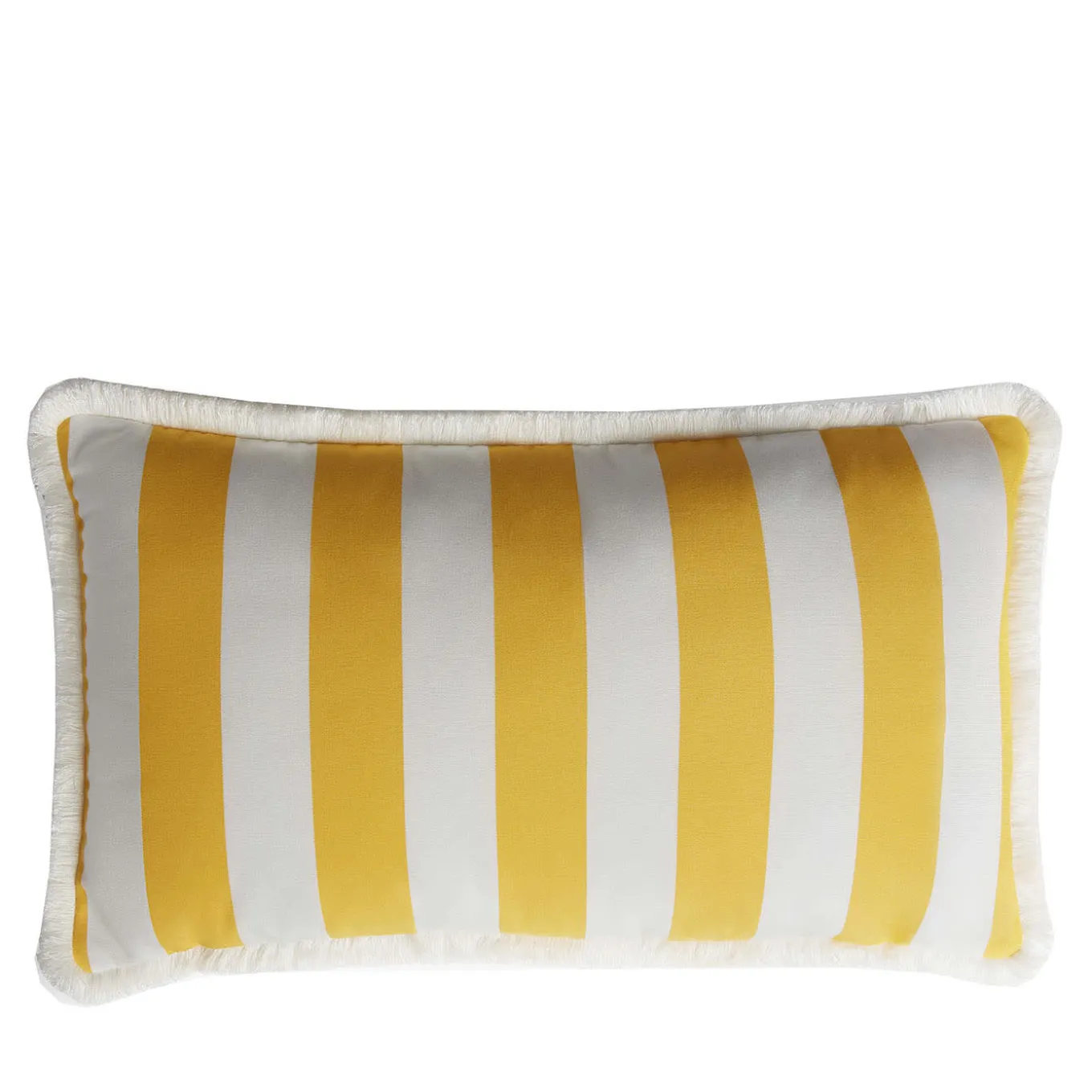 Happy White and Yellow With Fringes Outdoor Pillow