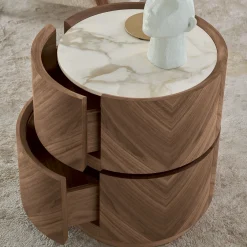 Haribo Nightstand in Walnut Canaletto and Calacatta Ceramic Top#2
