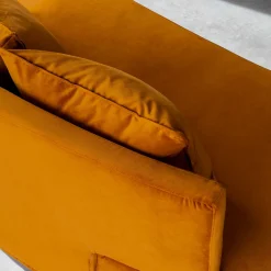 Harlem Curved Orange fabric with Cushions Sofa