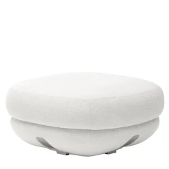 Harold White Fabric Small Ottoman by Pulina Exclusive Interiors