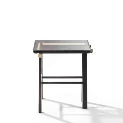 Heiko Black Wood & Glass Side Table