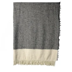 Hela Fringed Dark-Gray & Beige Blanket
