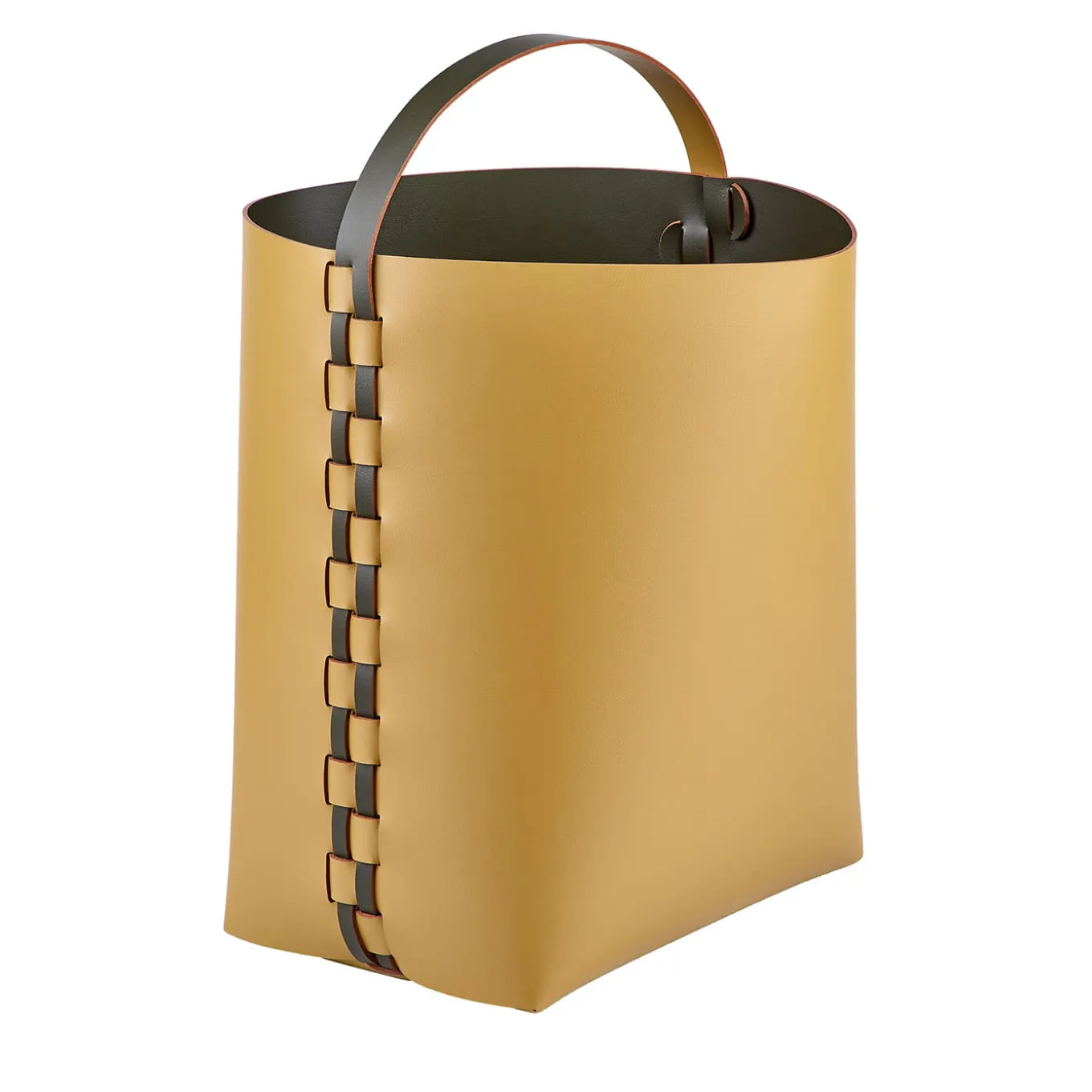 Helena Mustard And Olive Leather Basket