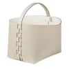 Helena Small Panna Cotta And White Leather Basket