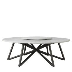Hermu 230 gray peperino stone and brown steel Outdoor Dining Table