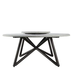 Hermu 180 Gray Peperino Stone Outdoor Dining Table